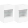 TV staliukas Sieninės TV spintelės su LED, 2vnt., baltos, 40x30x60,5cm