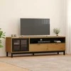 TV staliukas TV spintelė su stiklinėmis durelėmis FLAM, 158x40x50cm, pušis
