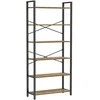 Songmics Vasagle 6 lygių knygų spinta 30 x 80 x 186 cm tamsiai riešutmedžio spalvos-juoda