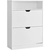 Vasagle Batų spinta 2 atvartai, atviras skyrius, reguliuojamas debesis balta