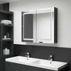Veidrodinė vonios spintelė su LED, juoda, 80x12x68cm, blizgi