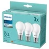 LED lemputė PHILIPS A60, 8W (=60W), E27, 4000K, 806 lm, NON-DIM, šaltai baltos spalvos, 3vnt.