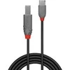 USB Kabelis - LINDY Anthra Line USB 2.0 Type C į B Laidas, M/M, 1 m, Juodas