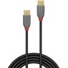 USB Kabelis - LINDY Anthra Line USB 2.0 Type C Laidas M/M, 60W PD, 2 m, Juodas