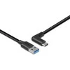 USB Kabelis - LINDY USB 3.2 Type A į C Laidas, M/M, 10Gbps, 90° Dešinysis Kampas, 1 m, Juodas