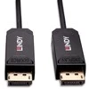 DisplayPort Kabelis - LINDY Šviesolaidinis Hbridinis DisplayPort 2.0 UHBR10 Kabelis, M/M, 50 m, Juodas