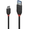 USB Kabelis - LINDY Juodas Line USB 3.2 Type A į C Laidas, M/M, 10Gbps, 15W, 0.5 m, Juodas