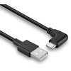 USB Kabelis - LINDY USB 2.0 Tipo A į C Laidas, 90° Dešinysis Kampas, 480Mbps, 15W, 1 m, Juodas