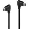 USB Kabelis - LINDY USB 2.0 Type C Laidas, M/M, 60W PD, 90° Dešinysis Kampas, 1 m, Juodas