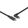 USB Kabelis - LINDY USB 3.2 Type C Laidas, M/M, 90° Kampu, 10Gbps, 60W PD, 1 m, Juodas