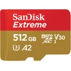 Atminties kortelė SanDisk Extreme Micro SDXC 512GB + SD adapteriai + 1 metų RescuePRO Deluxe iki 190MB/s &amp; 130MB/s Skaitymo/Rašymo greitis A2 C10 V30 UHS-I U3