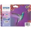 Epson „Hummingbird“ kelių spalvų pakuotė, 6 spalvos, T0807 „Claria“ fotografinis rašalas, juoda, žydra, šviesiai žydra, šviesiai rausvai raudona, rausvai raudona, geltona, 1 vnt., kelių spalvų pakuotė