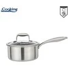 NERŪDIJANČIO PLIENO PUODAS + 3 SLUOKSNIŲ STIKLINIS DANGTIS 18X9 CM, 2 L, TITANIUM3, COOKING BY HEINNER