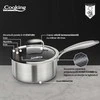 NERŪDIJANČIO PLIENO PUODAS + 3 SLUOKSNIŲ STIKLINIS DANGTIS 18X9 CM, 2 L, TITANIUM3, COOKING BY HEINNER