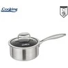 NERŪDIJANČIO PLIENO PUODAS + 3 SLUOKSNIŲ STIKLINIS DANGTIS 18X9 CM, 2 L, TITANIUM3, COOKING BY HEINNER
