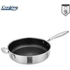 NERŪDIJANČIO PLIENO GILUS KEPTUVAS + 3 SLUOKSNIŲ STIKLINIS DANGTELIS 28*7,5 CM, 4,2 L, TITANIUM3, COOKING BY HEINNER