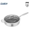 NERŪDIJANČIO PLIENO GILUS KEPTUVAS + 3 SLUOKSNIŲ STIKLINIS DANGTELIS 28*7,5 CM, 4,2 L, TITANIUM3, COOKING BY HEINNER