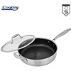 NERŪDIJANČIO PLIENO GILUS KEPTUVAS + 3 SLUOKSNIŲ STIKLINIS DANGTELIS 28*7,5 CM, 4,2 L, TITANIUM3, COOKING BY HEINNER