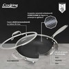 NERŪDIJANČIO PLIENO WOK LINIJA + STIKLINIS DANGTELIS 30X8,5 CM, 4,5 L, TITANIUM 3, COOKING BY HEINNER