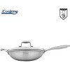NERŪDIJANČIO PLIENO WOK LINIJA + STIKLINIS DANGTELIS 30X8,5 CM, 4,5 L, TITANIUM 3, COOKING BY HEINNER