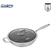 NERŪDIJANČIO PLIENO WOK LINIJA + STIKLINIS DANGTELIS 30X8,5 CM, 4,5 L, TITANIUM 3, COOKING BY HEINNER