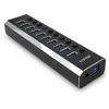 USB Hub - LINDY 10 Prievadų USB 3.0 Hub su Maitinimo Jungikliais, 5 Gbps, Aliuminio Lydinys