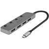 USB Hub - LINDY 4 Port USB 3.2 Type C Hublis su Įjungimo/Išjungimo Jungikliais Juodas