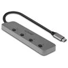 USB Hub - LINDY 4 Port USB 3.2 Type C Hublis su Įjungimo/Išjungimo Jungikliais Juodas