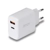 Įkroviklis - LINDY 30W USB Type A ir C Įkroviklis, Dvigubas Prievadas, PD Kompaktiškas Dizainas, Baltas