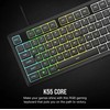 Žaidimų klaviatūra CORSAIR K55 CORE RGB USB 2.0 arba A tipo, laidinė, su guminiais kupoliniais klavišų jungikliais, 1000 Hz pranešimų dažnis, pilka