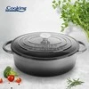 OVALUS EMALIUOTAS KETINIS PUSIAU KIŠENINIS INDAS SU DANGTELIU 37x29x15 cm, 9 l, MARMURO PILKA, „COOKING BY HEINNER“
