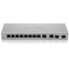 Šakotuvas Switch ZyXEL XGS1210-12 - V2 - Switch - managed - 8 x 10/100/1000 + 2 x 100/1000/2.5G + 2 x 1 Gigabit/10 Gigabit SFP+ (Uplink) - Desktop do montażu na ścianie