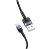 Tellur Data cable USB į Lightning LED, Nylon Braided, 1.2m juodos spalvos