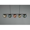 REALITY Trio Realybės sietynas SHELDON, be 5xE14, reguliuojamo aukščio, ↔ 83cm / ↗ 13cm / ↕ 150cm / 5x∅13cm, metalas/stiklas, dūminis stiklas, žalia/vario/pilka