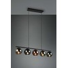 REALITY Trio Realybės sietynas SHELDON, be 5xE14, reguliuojamo aukščio, ↔ 83cm / ↗ 13cm / ↕ 150cm / 5x∅13cm, metalas/stiklas, dūminis stiklas, žalia/vario/pilka