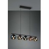 REALITY Trio Realybės sietynas SHELDON, be 5xE14, reguliuojamo aukščio, ↔ 83cm / ↗ 13cm / ↕ 150cm / 5x∅13cm, metalas/stiklas, dūminis stiklas, žalia/vario/pilka