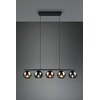 REALITY Trio Realybės sietynas SHELDON, be 5xE14, reguliuojamo aukščio, ↔ 83cm / ↗ 13cm / ↕ 150cm / 5x∅13cm, metalas/stiklas, dūminis stiklas, žalia/vario/pilka