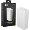 Green Cell Žalias Cell Greencell PowerPlay 30 – balta išorinė baterija, kurios talpa 30 000 mAh, 22.5 W, 4 prievadai