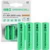 Žalias Cell Baterijos Įkraunamos baterijos Pirštai 4x AA R6 2600mAh
