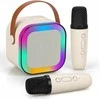 Extralink Kids Mini karaoke LED garsiakalbis 2x Mic rusvai gelsvas | Karaoke rinkinys | garsiakalbis, 2x mikrofonas, Bluetooth, AUX, atminties kortelės lizdas, RGB apšvietimas