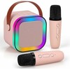 Extralink Kids Mini karaoke LED garsiakalbis 2x Mic Rožinė | Karaoke rinkinys | garsiakalbis, 2x mikrofonas, Bluetooth, AUX, atminties kortelės lizdas, RGB apšvietimas