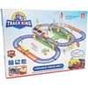 Extralink Kids, „Track King“ elektrinis traukinukų rinkinys su lokomotyvu ir baterijomis varomu automobiliu