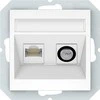Vilma Antenos ir kompiuterio lizdas QUADRUM QR 1000, TV+RJ45, be rėmelio, baltas