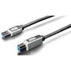 DIGITUS USB 3.0 connection cable, USB A - USB B, 1.0m, CU, AWG 28, 2x shielded, M/M, UL, juodas/pilka, DK-112300