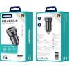 JELLICO automobilinis įkroviklis F4 PD 20W 1xUSB-C + 1xUSB QC3.0 + USB-C laidas Juodas