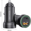 JELLICO automobilinis įkroviklis F4 PD 20W 1xUSB-C + 1xUSB QC3.0 + USB-C laidas Juodas