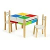 Ecotoys Mediniai baldai vaikams komplektas stalas + 2 kėdės
