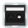 Harry Potter Palydovinės antenos ir kompiuterio lizdas QUADRUM QR 1000, SAT+RJ45, be rėmelio, juodas