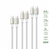 4Smarts USB-C to USB-C PremiumCord 60W Set of 3 0.5M+1.5M+3M baltas / sidabrinis