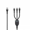 SEEK TOTI USB A to microUSB/Type-C/Lightning, 1.5 m Braided Cable 2A (non-MFI), Juodas